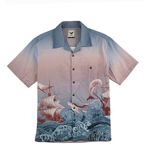 Yiume 1950's Vintage Hawaiian Navigation XL Short Sleeve Camp Shirt
